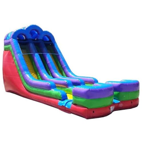 Retro Rainbow Double Bay Inflatable Water Slide with Blower
