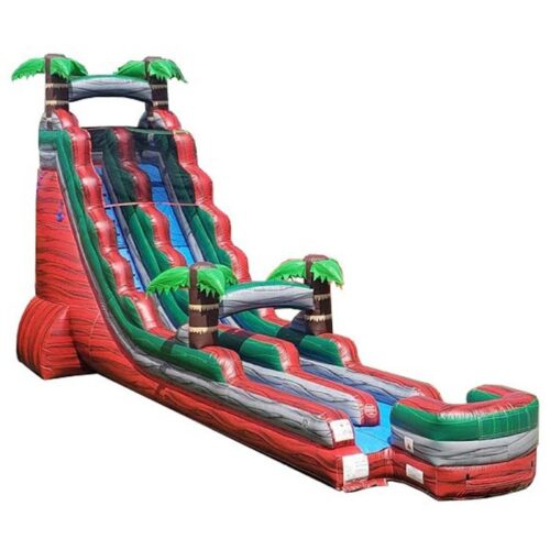 22' Tropical Red Marble Inflatable Water Slide with Blower
