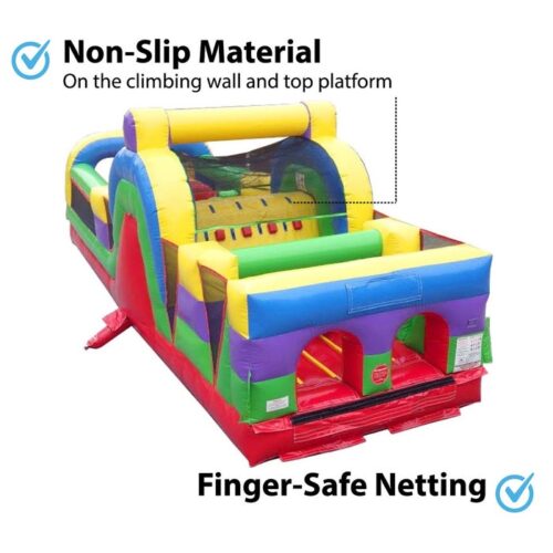 30' Retro Inflatable Obstacle Course with Blower