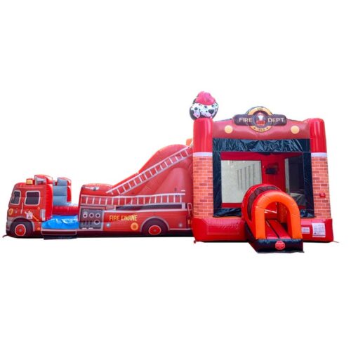 Mega Fire Truck Water Slide Bounce House Combo with Blower
