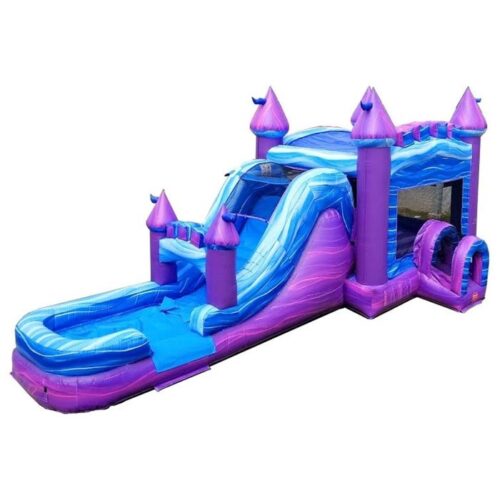 Mega Purple Marble Water Slide Bounce House Combo with Blower