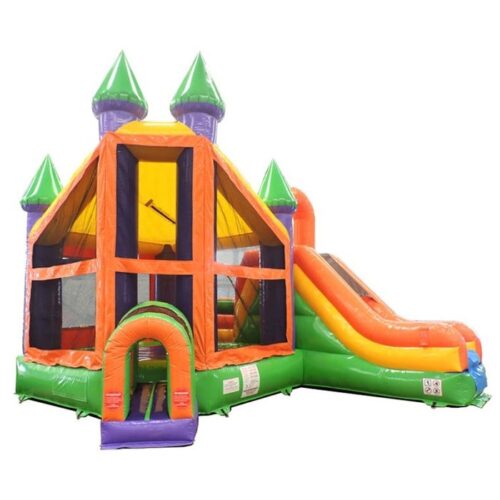 Rainbow Deluxe Inflatable Castle Bounce House Slide Combo w/ Blower