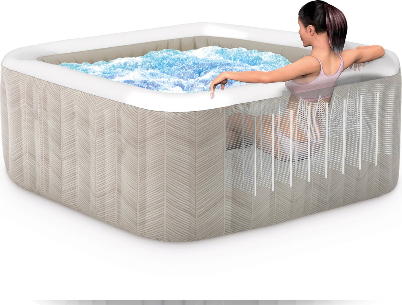 PureSpa Chevron Deluxe Square, ⧄ 211 x 71 cm, 1 pc. with saltwater system and limescale protection