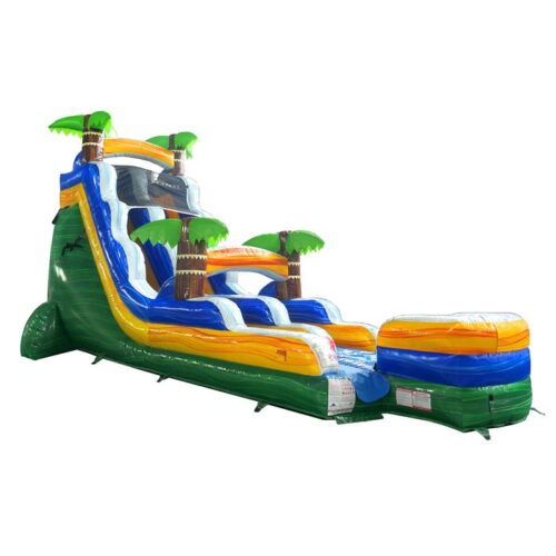 Tropical Green Marble Inflatable Water Slide with Blower