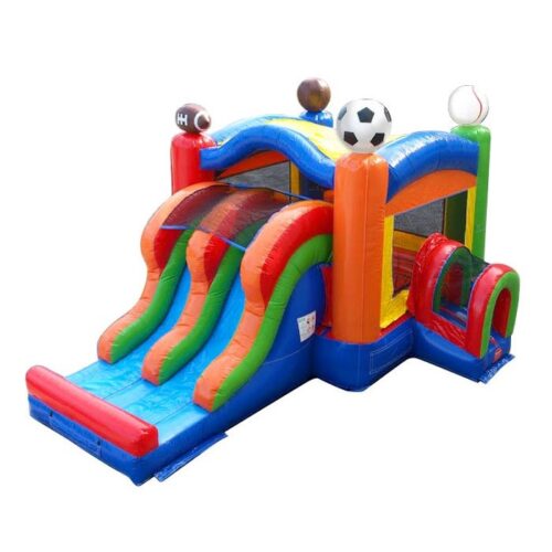 Kids Sports Bounce House and Double Lane Slide Combo with Blower