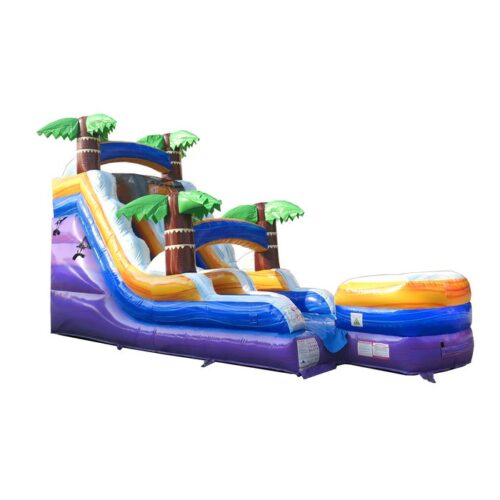 Tropical Purple Marble Inflatable Water Slide with Blower