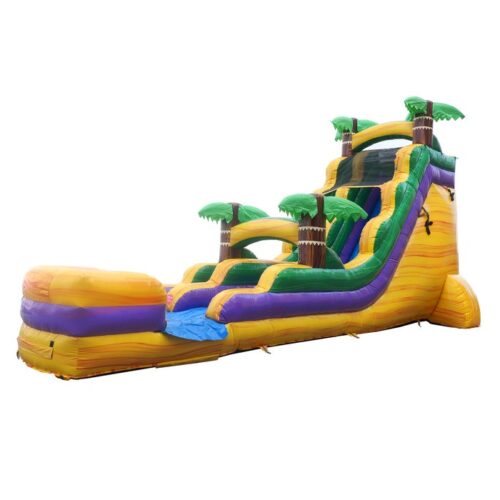 Tropical Yellow Marble Inflatable Water Slide with Blower