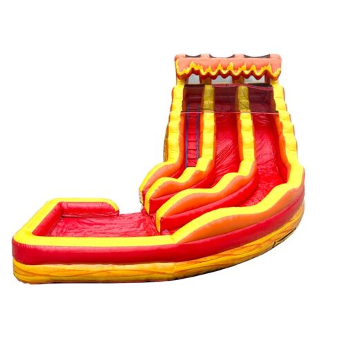 19' Tall Lava Wave Marble Wet/Dry Double Lane Curve Slide with Blower